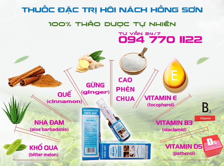 Thành phần thảo dược tự nhiên của thuốc đặc trị Hôi Nách Hồng Sơn